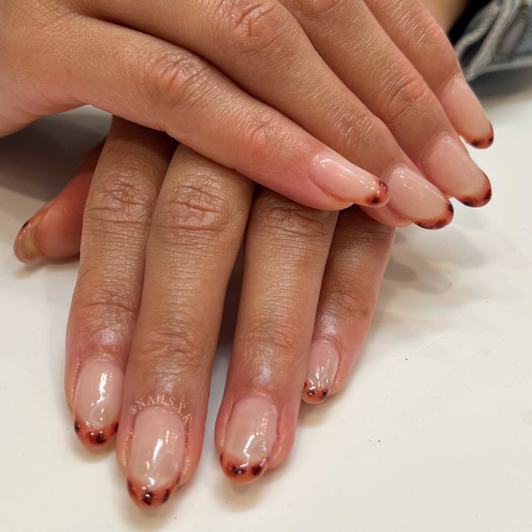 Hard gel with tortoise shell french tips. Nails by K