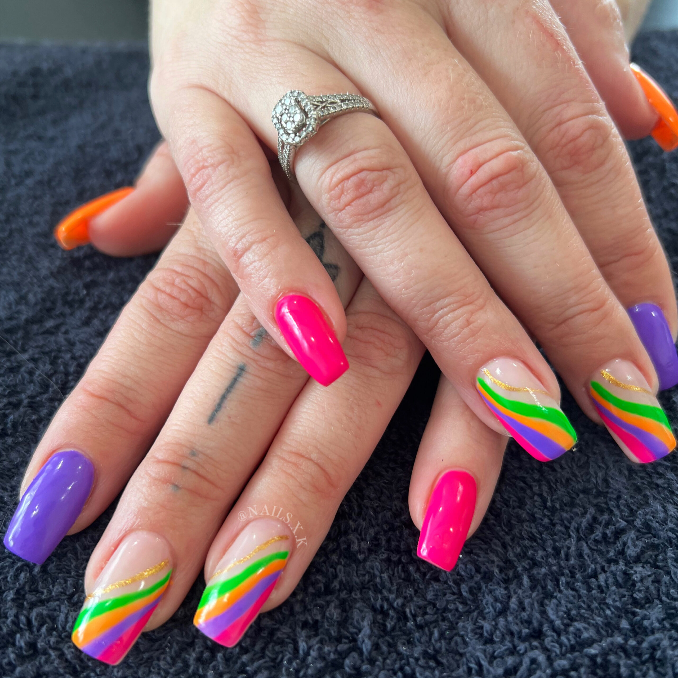 Bold and bright hard gel. Nails by K